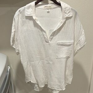 Cloth & Stone Cream Textured Blouse